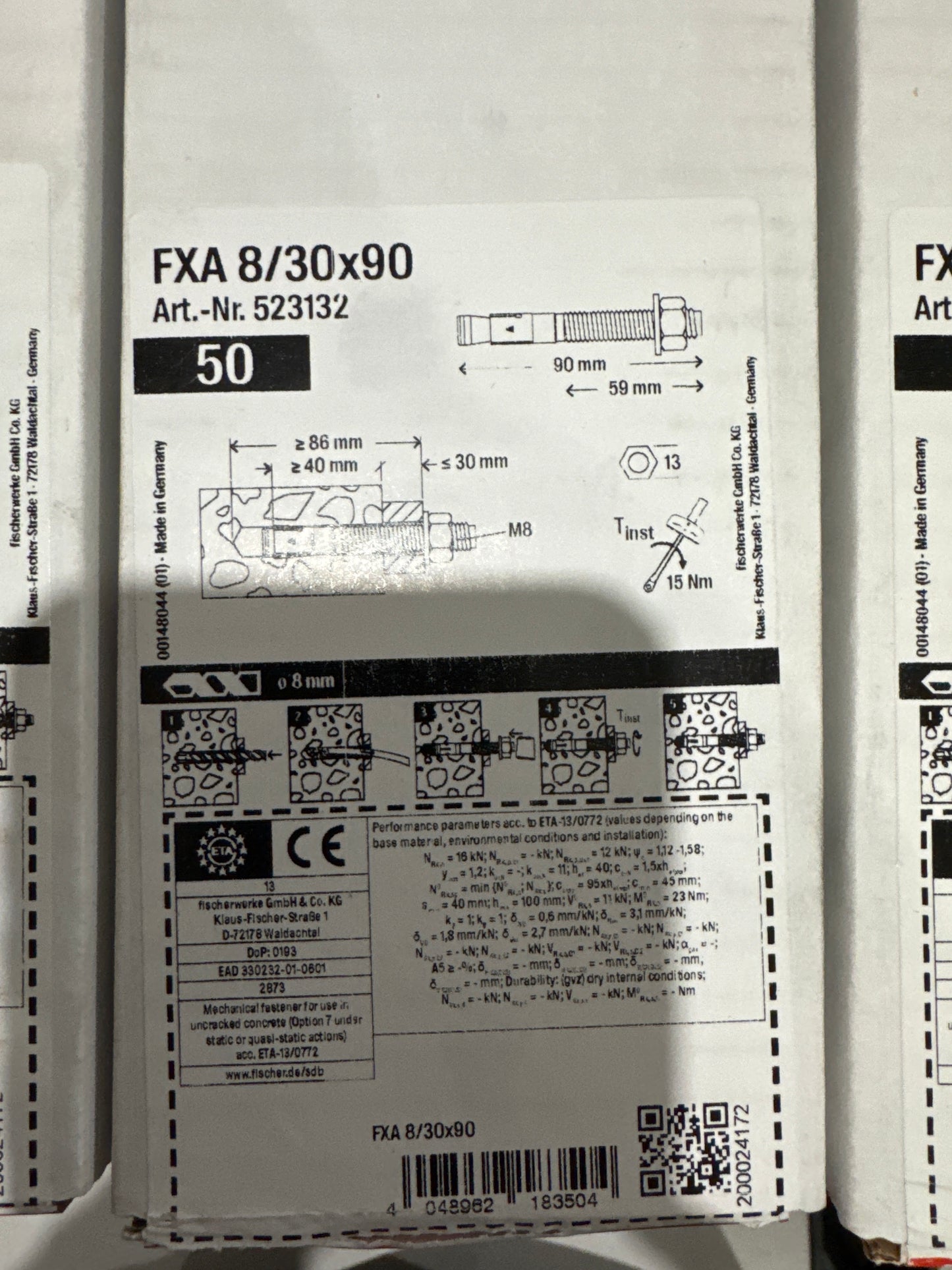 Fischer Schwerlastanker FAX 8/30x90 50 Stück
