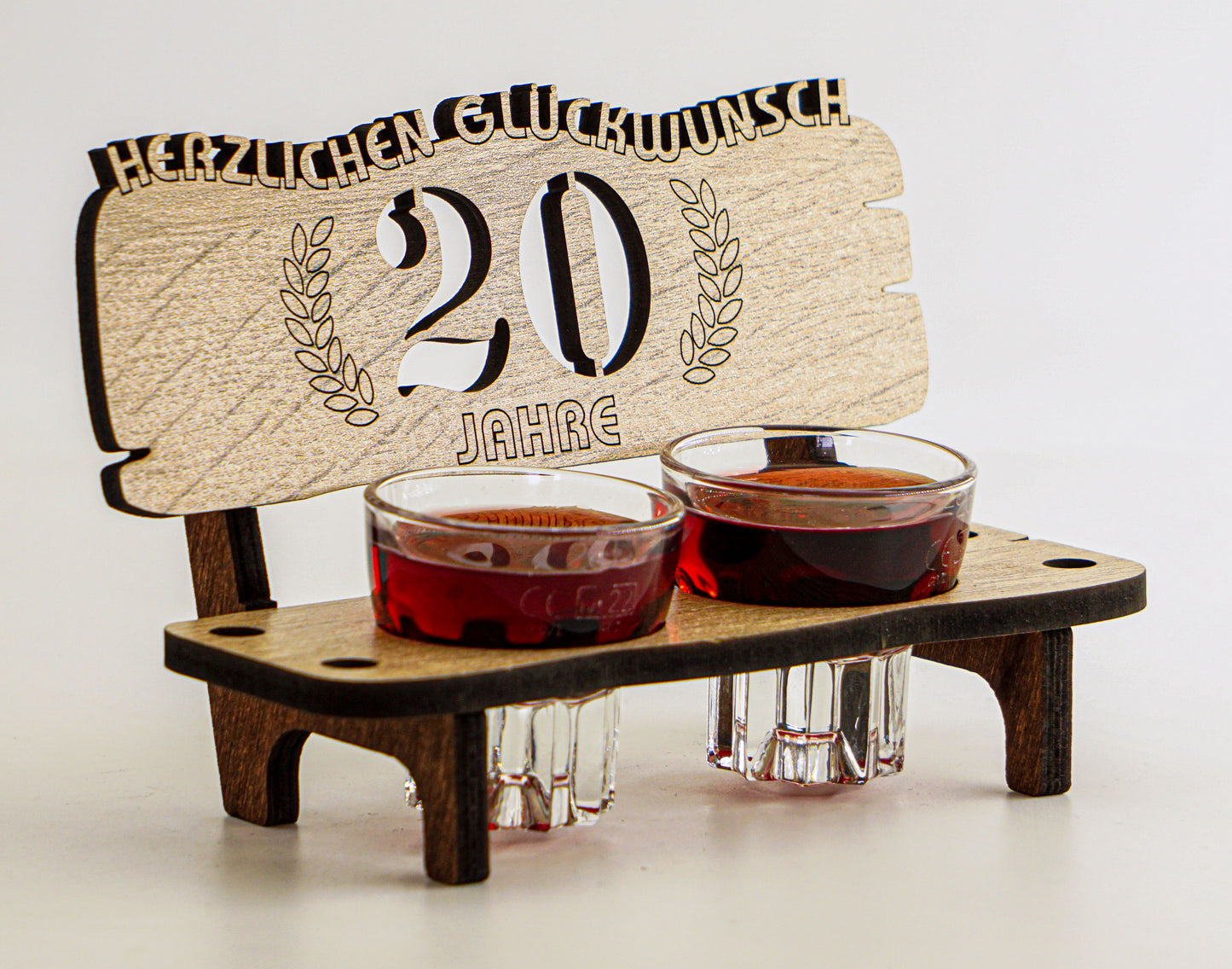 5 Jahre Schnapsbank mit 2 Gläsern als Geschenkidee zum Jubiläum oder Hochzeitstag