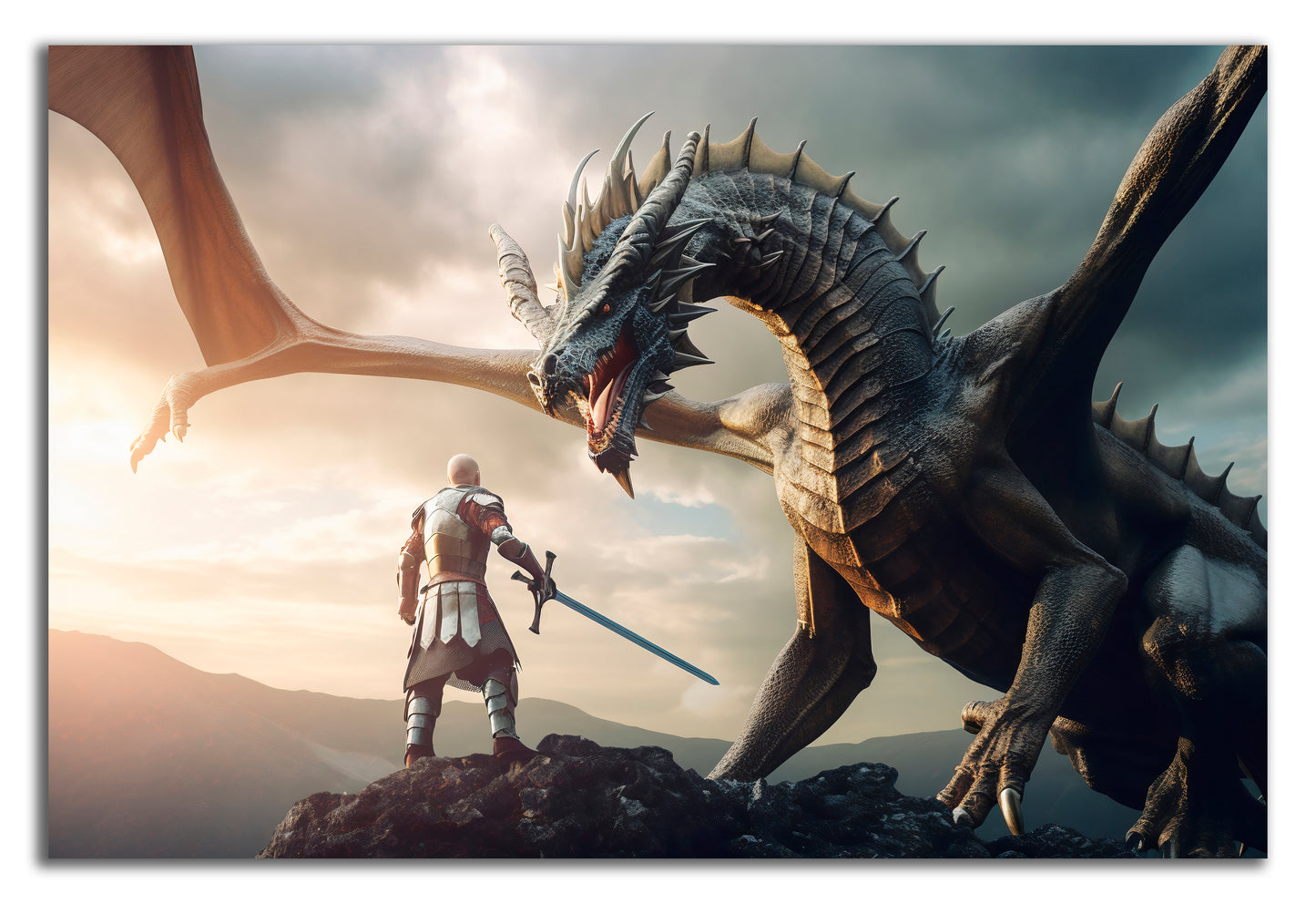 HDF Wandbild Ritter und Drachen