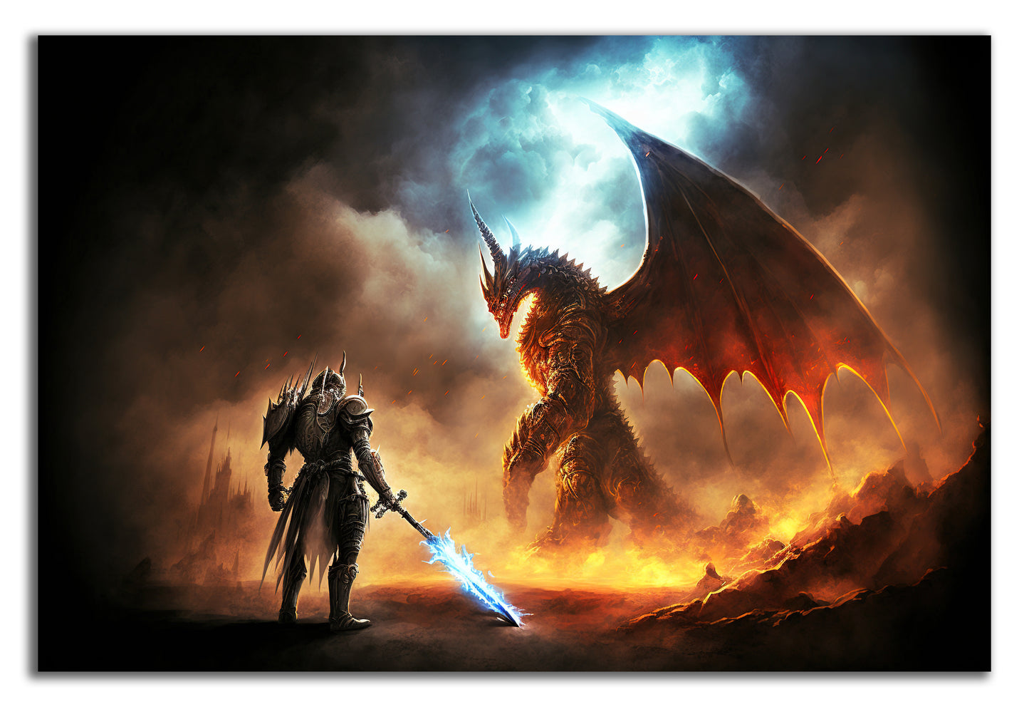 HDF Wandbild Ritter und Drachen