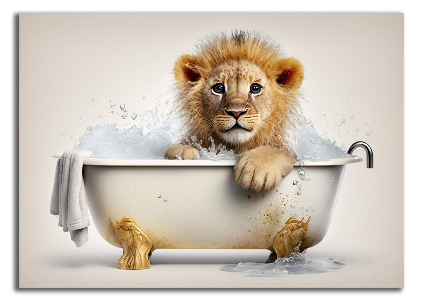 HDF Wandbild Tiere in Badewanne