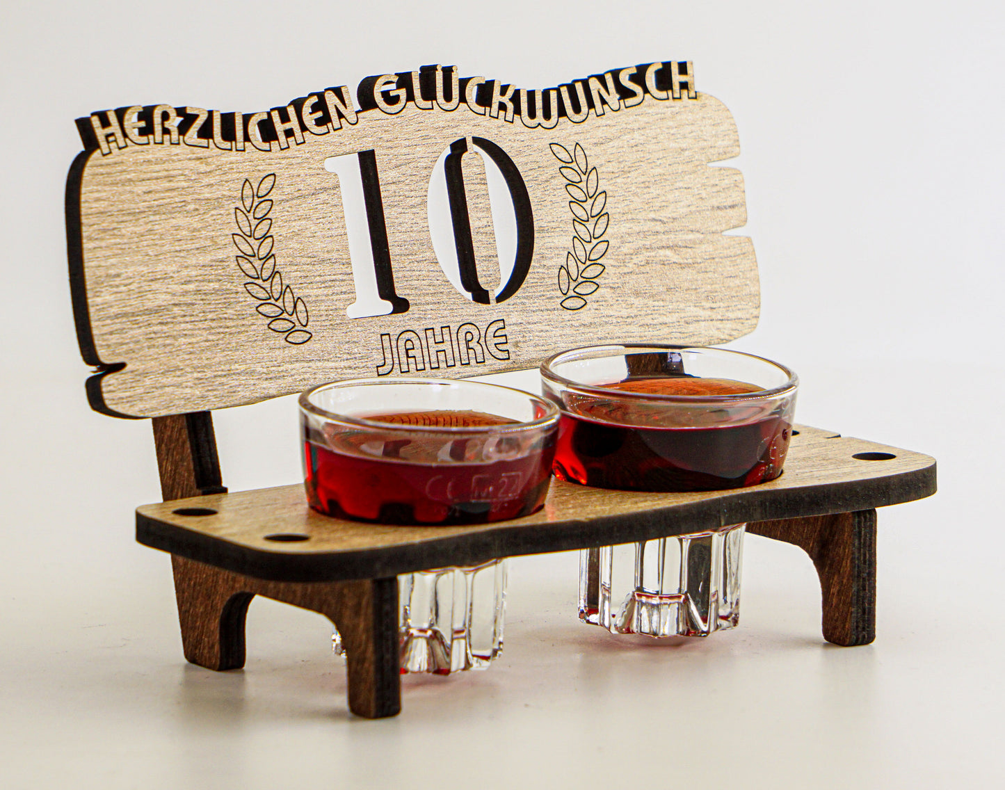 5 Jahre Schnapsbank mit 2 Gläsern als Geschenkidee zum Jubiläum oder Hochzeitstag