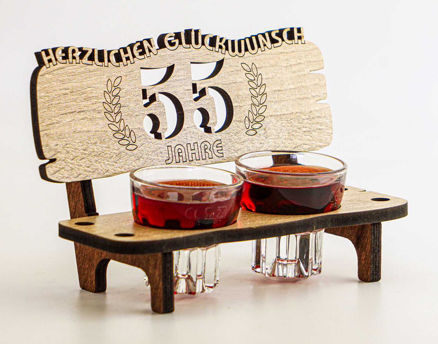 5 Jahre Schnapsbank mit 2 Gläsern als Geschenkidee zum Jubiläum oder Hochzeitstag