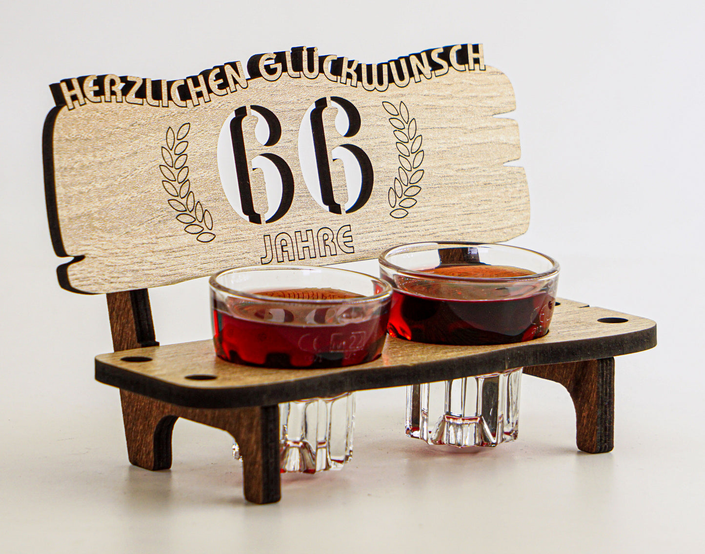5 Jahre Schnapsbank mit 2 Gläsern als Geschenkidee zum Jubiläum oder Hochzeitstag