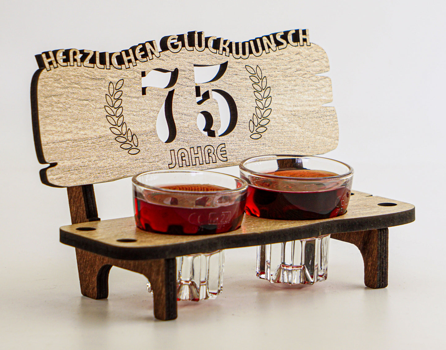 5 Jahre Schnapsbank mit 2 Gläsern als Geschenkidee zum Jubiläum oder Hochzeitstag