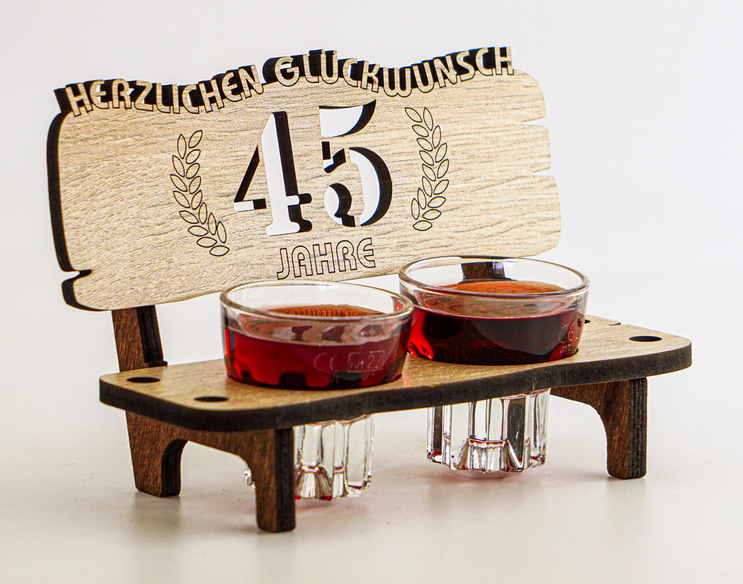 5 Jahre Schnapsbank mit 2 Gläsern als Geschenkidee zum Jubiläum oder Hochzeitstag