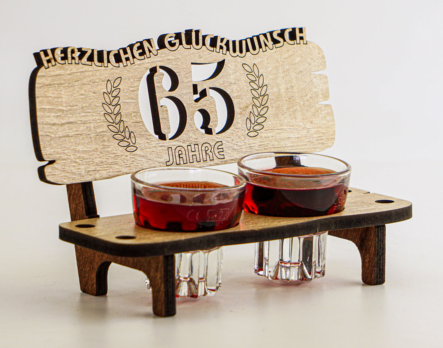 5 Jahre Schnapsbank mit 2 Gläsern als Geschenkidee zum Jubiläum oder Hochzeitstag