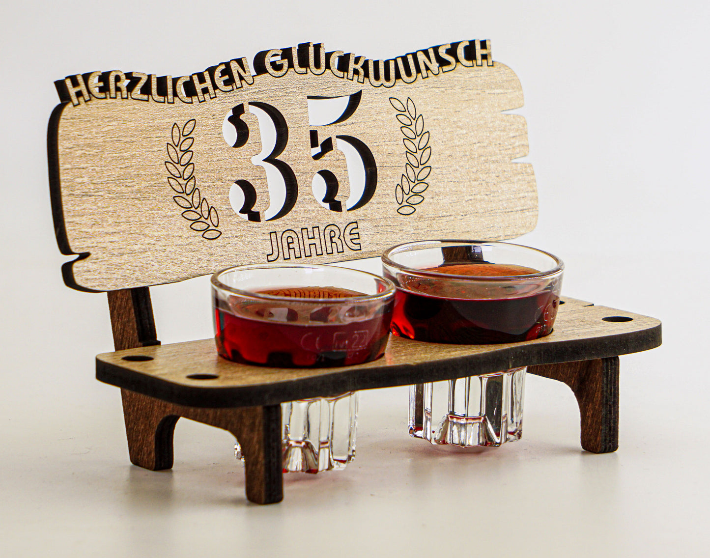 5 Jahre Schnapsbank mit 2 Gläsern als Geschenkidee zum Jubiläum oder Hochzeitstag