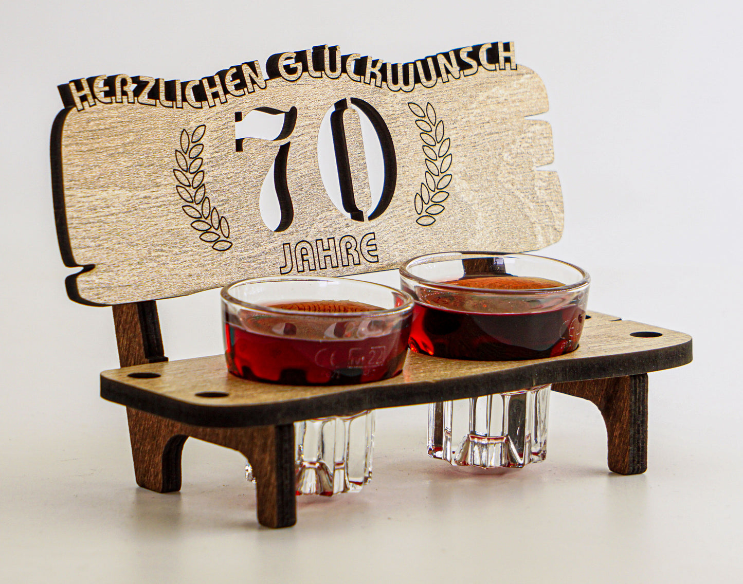 5 Jahre Schnapsbank mit 2 Gläsern als Geschenkidee zum Jubiläum oder Hochzeitstag