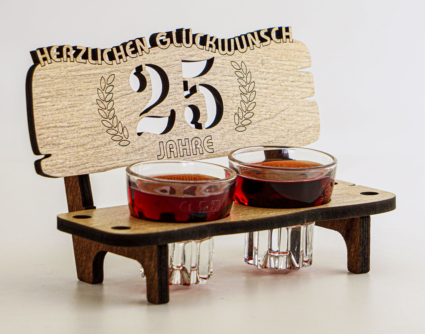 5 Jahre Schnapsbank mit 2 Gläsern als Geschenkidee zum Jubiläum oder Hochzeitstag