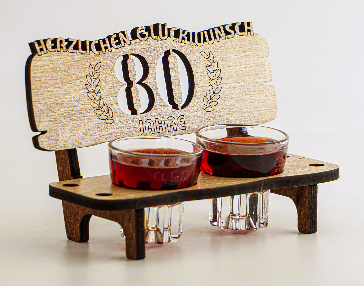 5 Jahre Schnapsbank mit 2 Gläsern als Geschenkidee zum Jubiläum oder Hochzeitstag