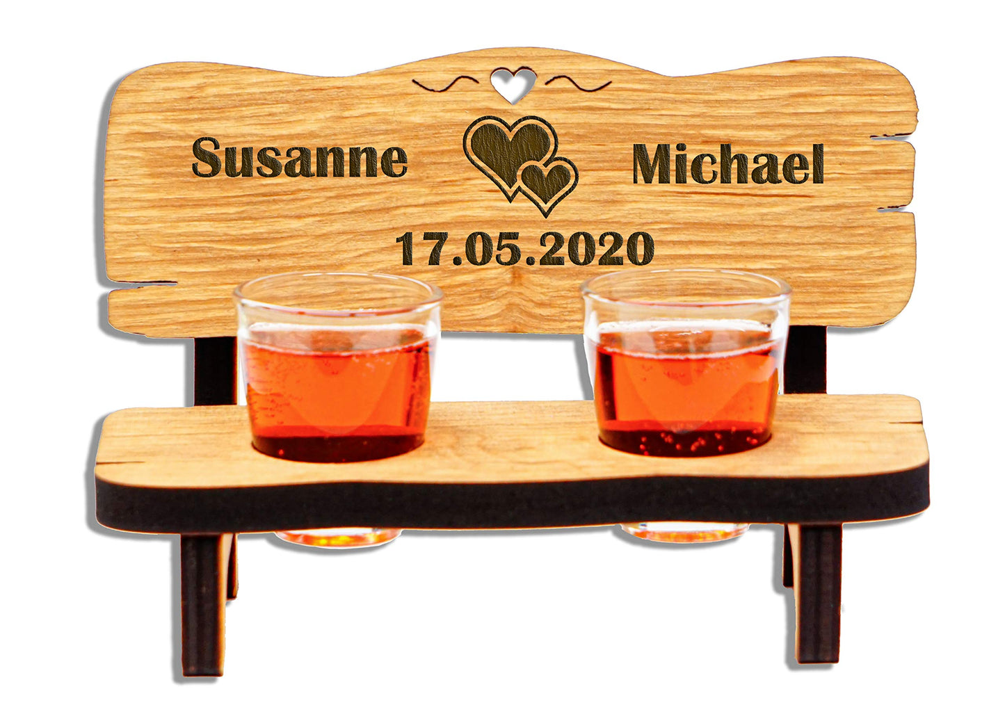 Schnapsbank mit Gravur