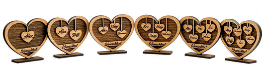 Holzherz mit Gravur, personalisiert 15x12x4 cm